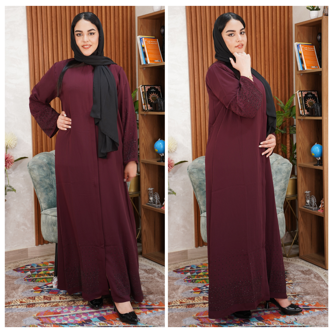 عباية "ملكية" إماراتية – طقم متكامل مع الفولار لإطلالة استثنائية.