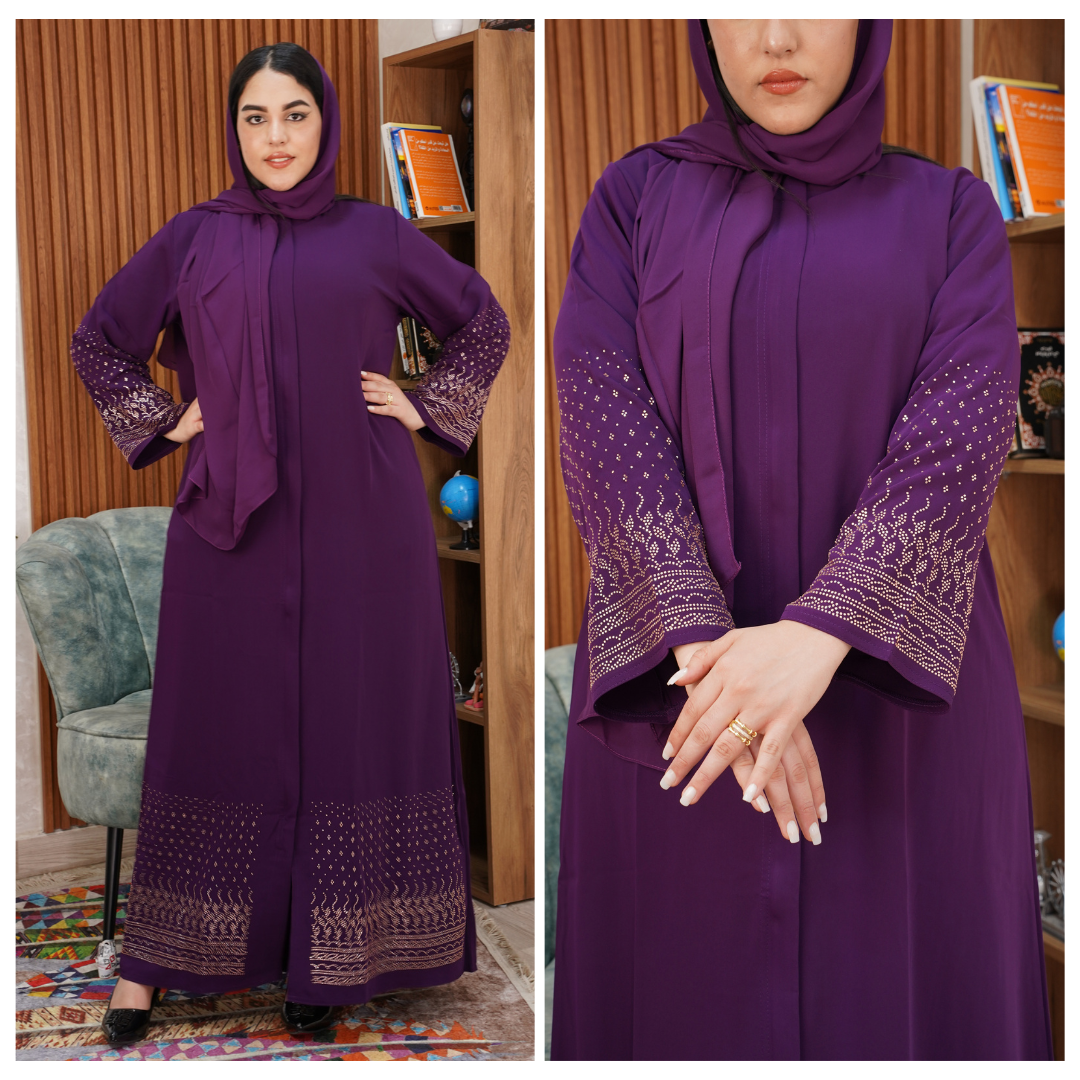 عباية "ملكية" إماراتية – طقم متكامل مع الفولار لإطلالة استثنائية.