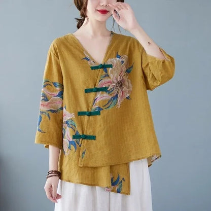 Asymmetric Cotton Linen irt T-irt Summer
