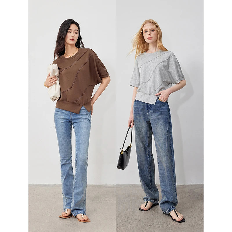 TOYOUTH Women Air Layer T-shir